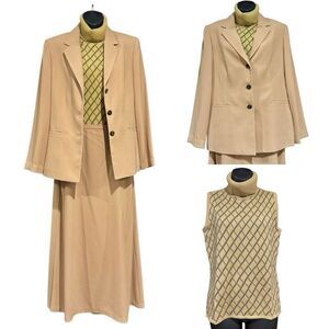Studio 1 Beige Skirt Sweater Vest Turtleneck Suit Women’s Size 10